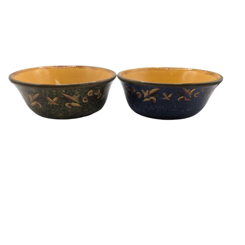 Set Of 2 Vintage Hand-Painted Casa Christina Ceramic Bowls With Floral Interior - Picture 2 of 15